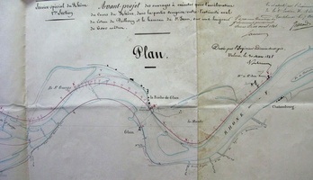 Map/Long profile/Cross section (Tournon to Isère confluence, 1846-1848)