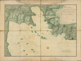 Plan du port du petit cul de sac de l'isle Guadeloupe et de ses environs.