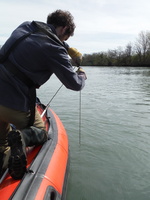 Prelevements en bateau sur le Rhone et l'Isere