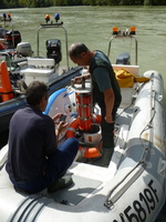 Intercomparaison Adcp, radar, en aval du barrage de Genissiat sur le Rhone