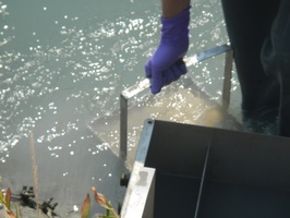 Prise de matiere en suspension d'eau du Rhone avec les centrifugeuses fixe et mobile a Jons 