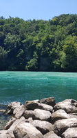 Confluence de l'Arve avec le Rhone a Geneve en Suisse