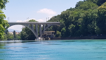 Confluence de l'Arve avec le Rhone a Geneve en Suisse